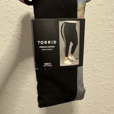 Torrid Premium Legging Crop Length Size 0 Oil Slick For Side Stripe Style NEW